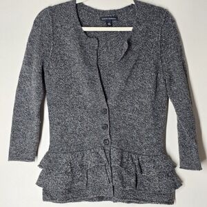 Banana Republic S Lambswool Cashmere Blend Ruffle Hem‎ Cardigan
